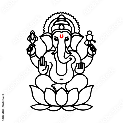 Lord Ganesha line art illustration