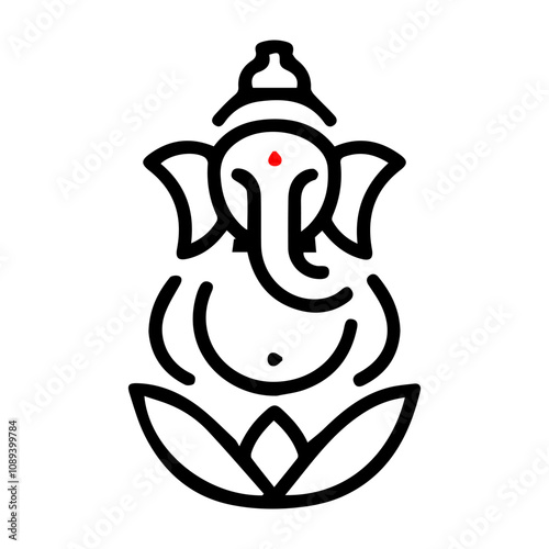 Lord Ganesha line art illustration