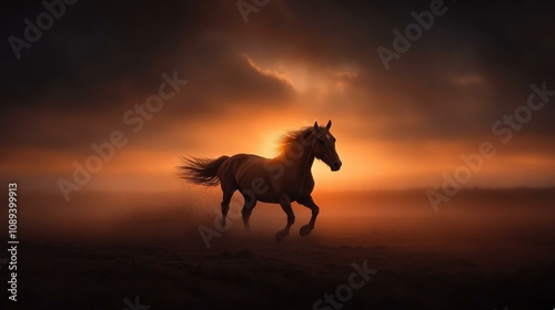 Wallpaper Mural Majestic Horse Running Through a Sunset Landscape Embracing Freedom and Natural Beauty Torontodigital.ca