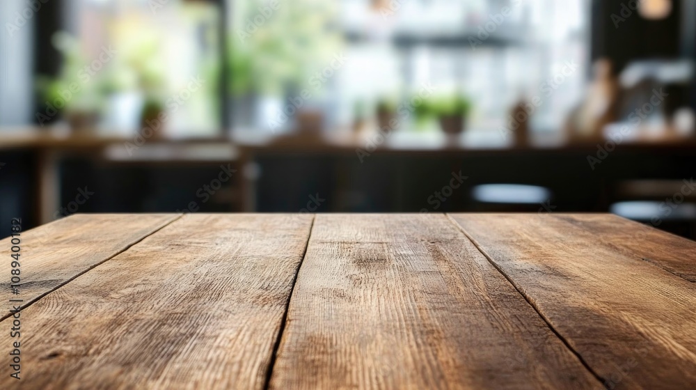 Rustic wooden tabletop detail showcasing grain and texture with a softly blurred kitchen background filled with greenery and warm lighting. Rustic wooden tabletop detail showcasing grain and texture with a softly blurred kitchen background filled with greenery and warm lighting.