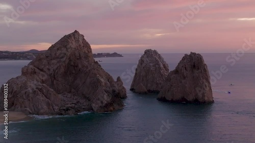 Sunrise in Cabo San Lucas Baja California Sur Mexico Sunny Beaches Whales Yachts and Boats on the Pacific Ocean	