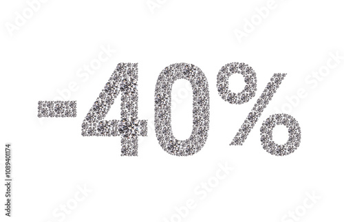 40 percent Diamond Numbers Banner on White Background