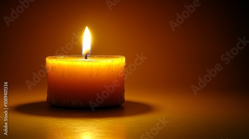 Warm glow of a candle in a darkened setting