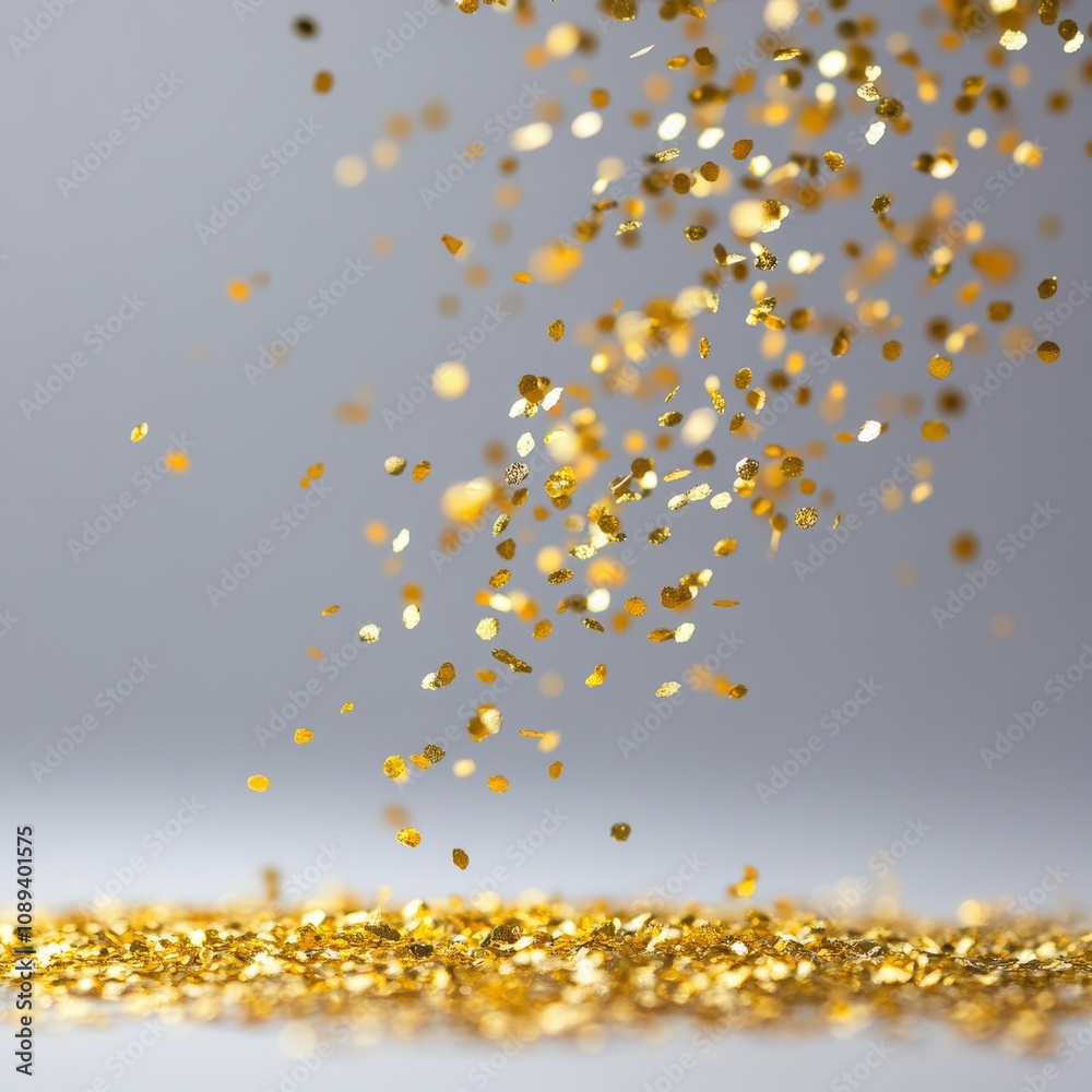 shimmering golden glitter falling on a soft background shimmering golden glitter falling on a soft background
