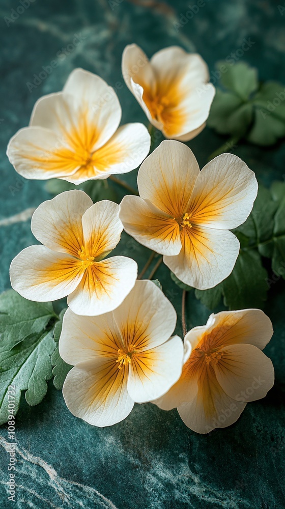 Fototapeta premium yellow and white flowers on a green surface are cute and beautiful. spring, flora and botany