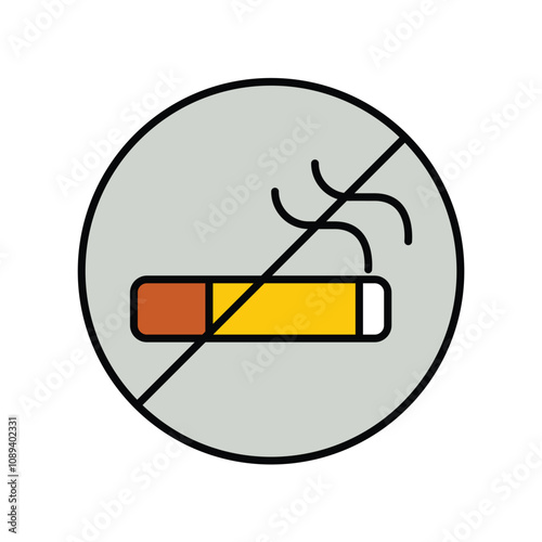 no smoking color line icon with white background vector stock illustration