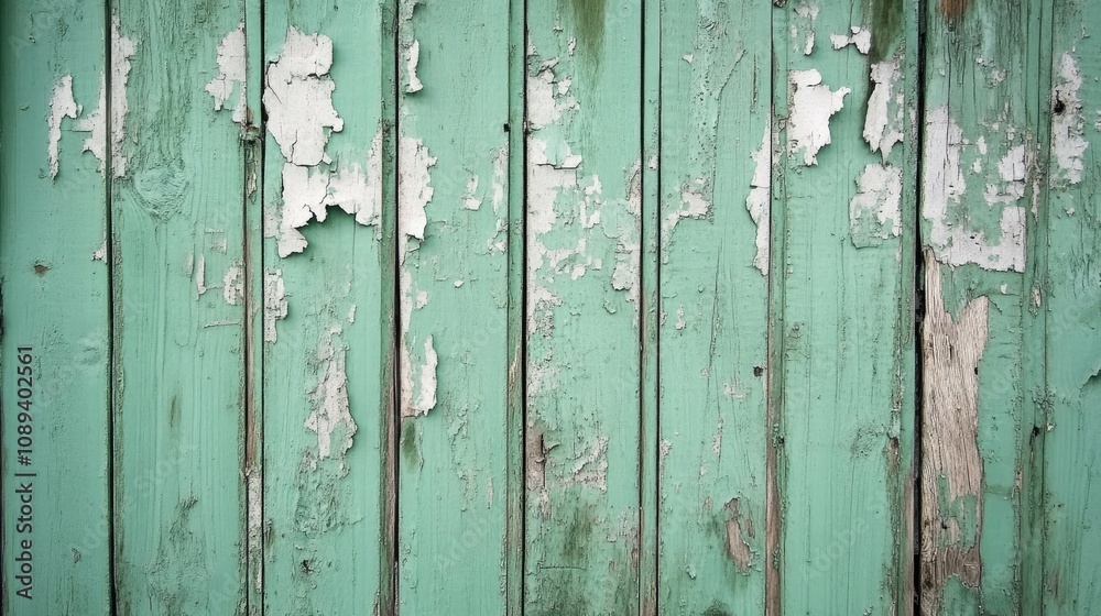 Weathered mint green wooden wall with peeling paint and visible wooden grains, showcasing rustic texture and vintage charm. Weathered mint green wooden wall with peeling paint and visible wooden grains, showcasing rustic texture and vintage charm.