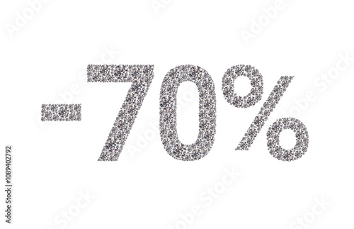 70 percent Diamond Numbers Banner on White Background