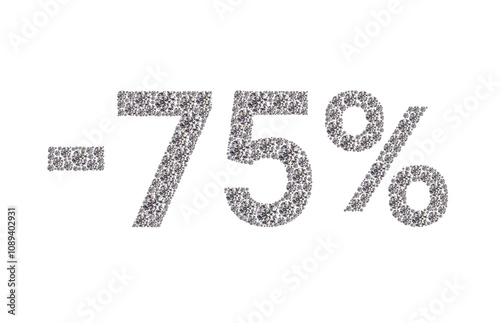 75 percent Diamond Numbers Banner on Transparent Background