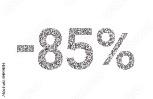 85 percent Diamond Numbers Banner on Transparent Background