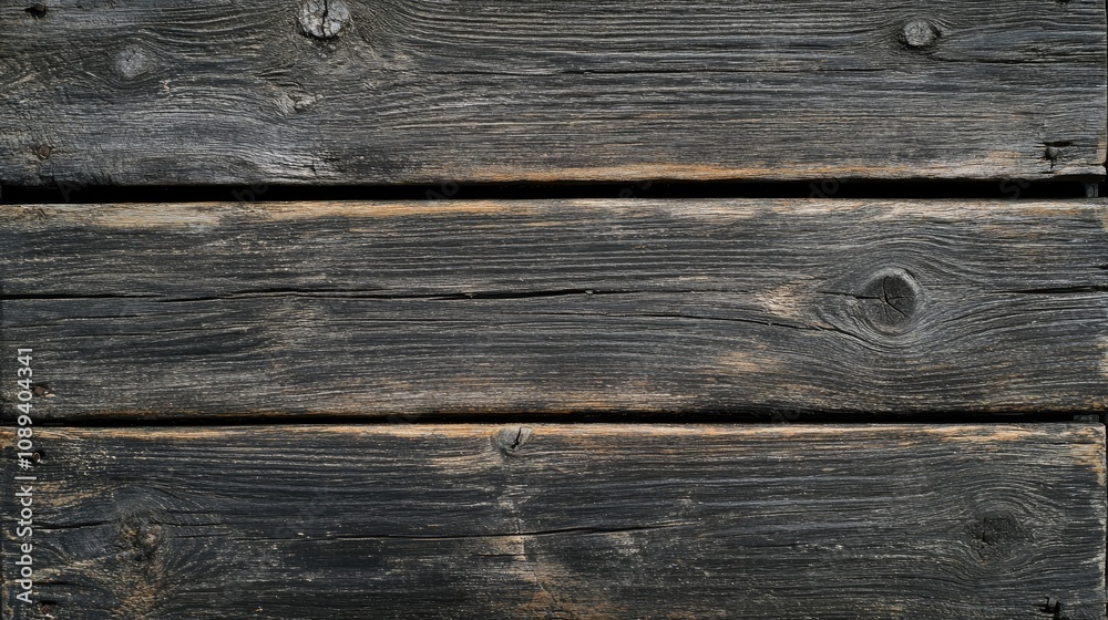 Rustic black and grey wooden texture featuring weathered planks, perfect for panoramic backgrounds in banners and design projects. Rustic black and grey wooden texture featuring weathered planks, perfect for panoramic backgrounds in banners and design projects.