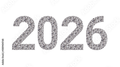 2026 New Year Diamond Numbers Banner on White Background