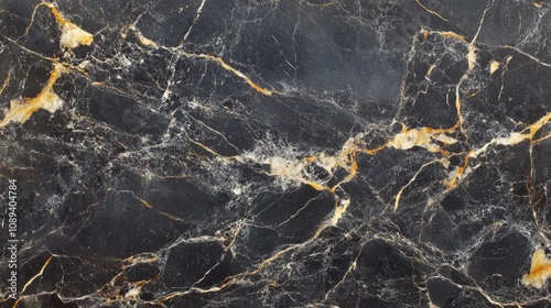 Black marble backdrop with striking yellow veining, showcasing a textured, grunge finish that adds depth and sophistication to any design.