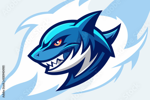 A fierce shark head mascot logo.