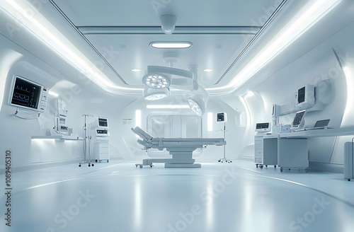 Wallpaper Mural Sterile, futuristic operating room with modern medical equipment and bright lighting. Torontodigital.ca
