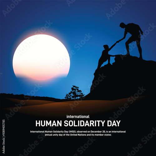 international human solidarity day. international human solidarity day creative banner, poster, social media post, postcard, greetings card, background, backdrop, template design etc. photo