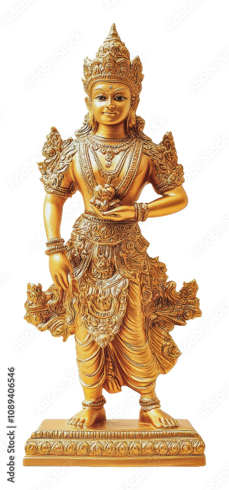 PNG Golden deity statue in traditional attire PNG Golden deity statue in traditional attire