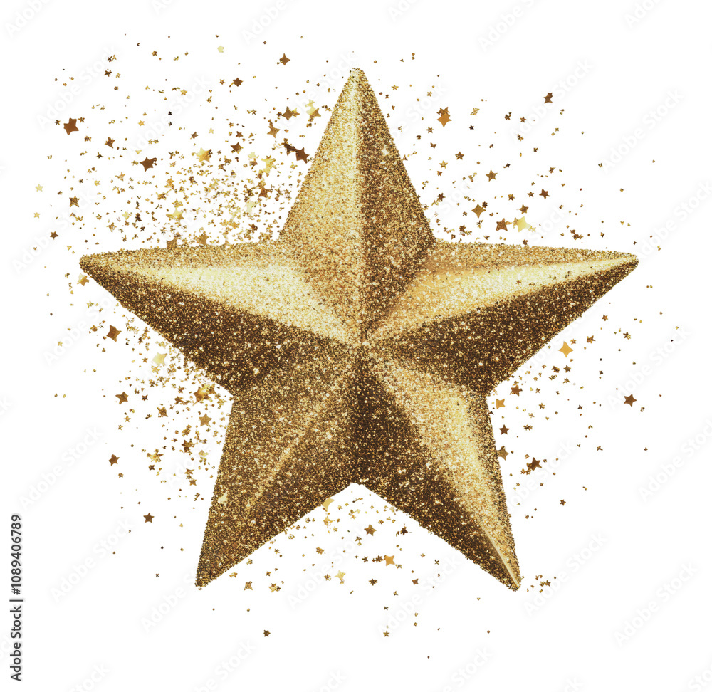 PNG Shimmering golden star with sparkling details PNG Shimmering golden star with sparkling details