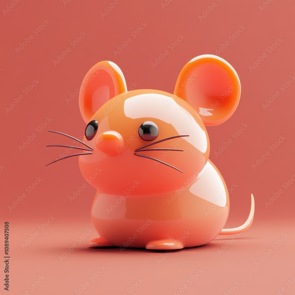 Adorable 3D Cartoon Mouse on a Vibrant Red Background Adorable 3D Cartoon Mouse on a Vibrant Red Background