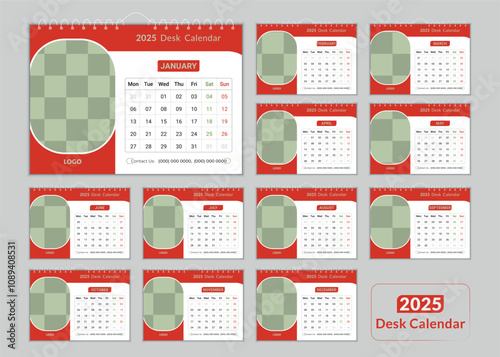 2025 multi-page desk calendar design template.