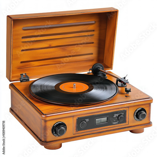 Vintage Record Player Isolated