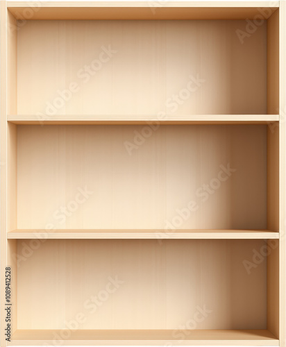 A simple wooden shelf with three open compartments, designed for storage or display purposes.