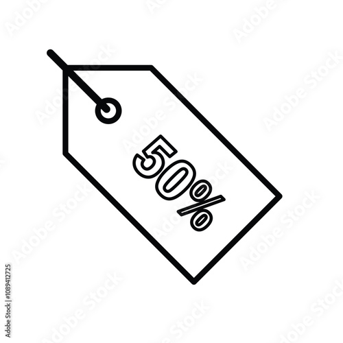 discount icon. fifty percent. Red sale label. discount price tag. Paper gift labels, promotional sale hang tag vector template set. line design style. vector design template