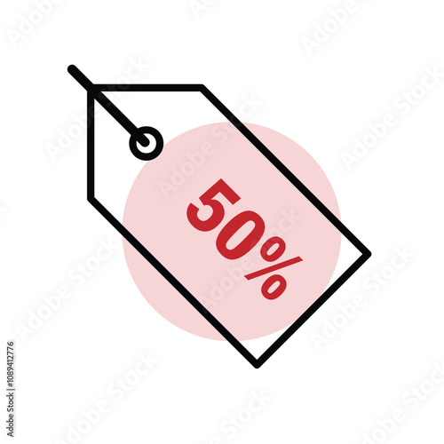 discount icon. fifty percent. Red sale label. discount price tag. Paper gift labels, promotional sale hang tag vector template set. mixed design style. vector design template