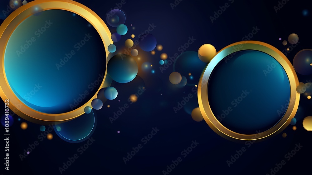Abstract Blue Gold Circles Background Design
