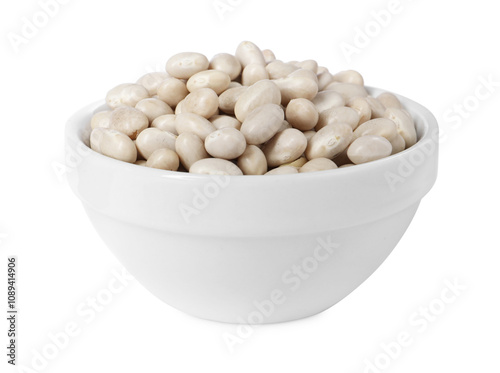 Dried beans in bowl isolated on white