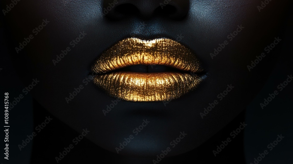 Striking Close-Up of Golden Lips: A Captivating Fusion of Beauty and Artistry Striking Close-Up of Golden Lips: A Captivating Fusion of Beauty and Artistry