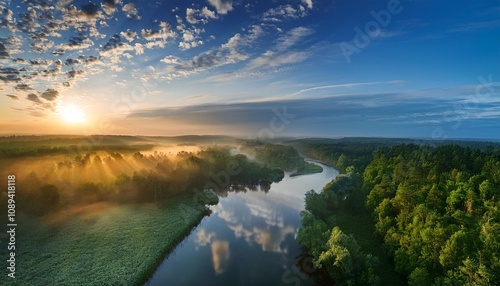 sunrise over the river