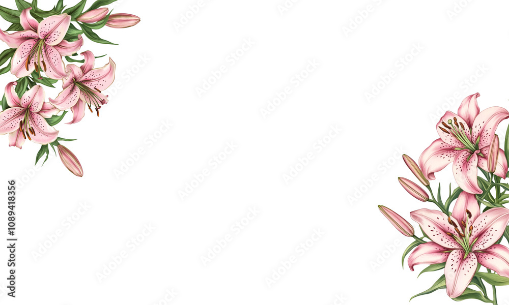 Fototapeta premium pink orchid border, copy space