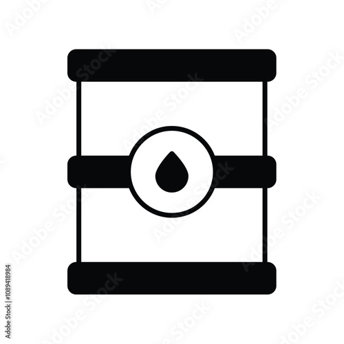 oil barrel glyph icon with white background vector stock illustration