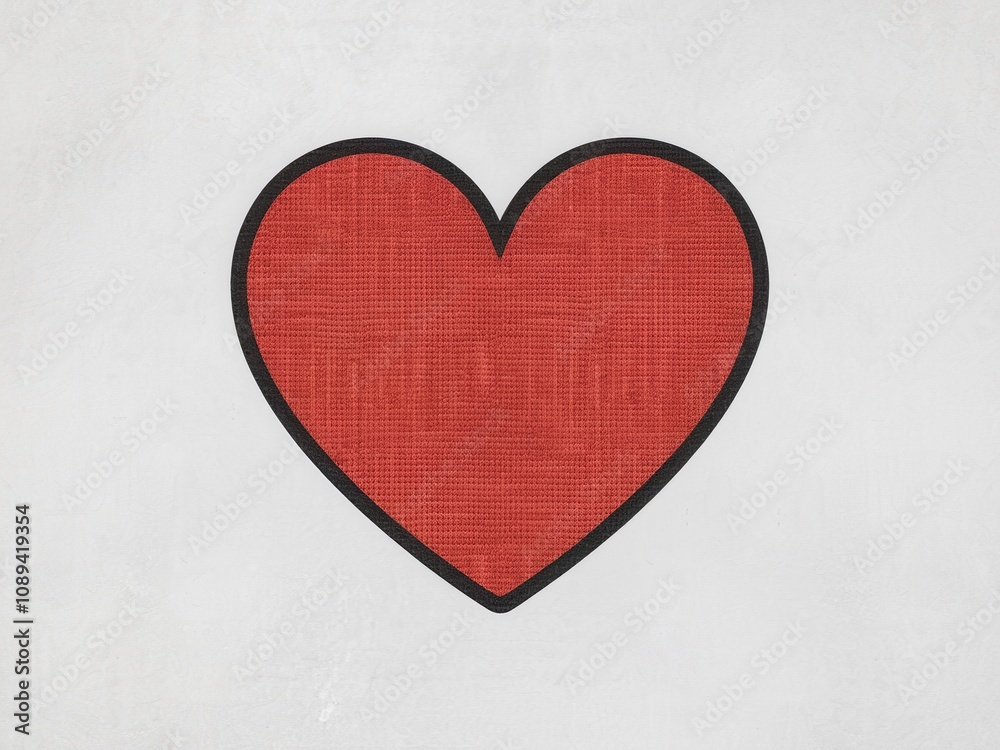 Red Embroidered Heart Patch on White Background Red Embroidered Heart Patch on White Background