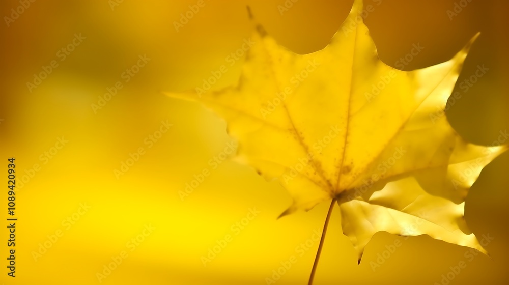 Obraz premium Golden Maple Leaf Against A Yellow Background