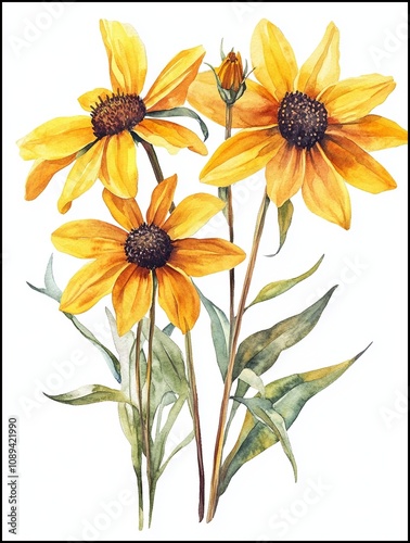 Watercolor Black-Eyed Susans,