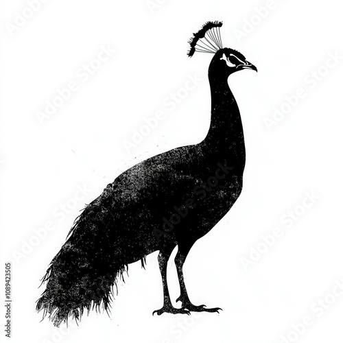 Peacock Silhouette, Black A...