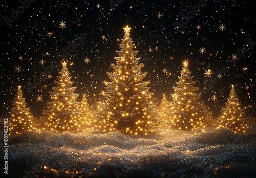 A Group of Trees Adorned with Lights.