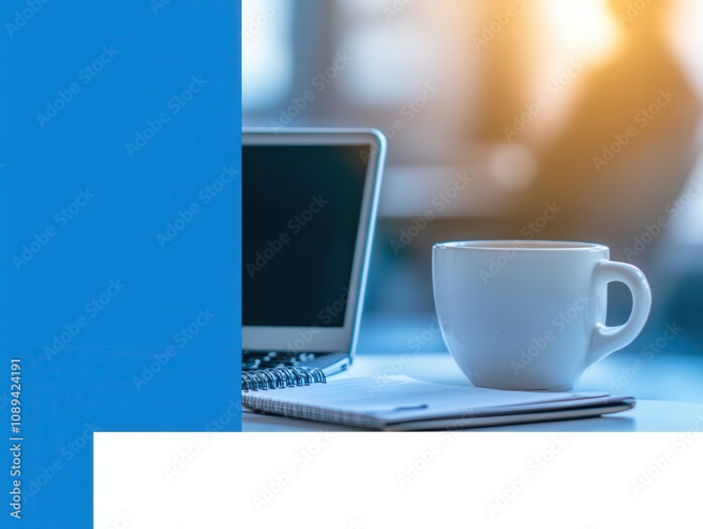 workspace with laptop and coffee cup for productivity workspace with laptop and coffee cup for productivity