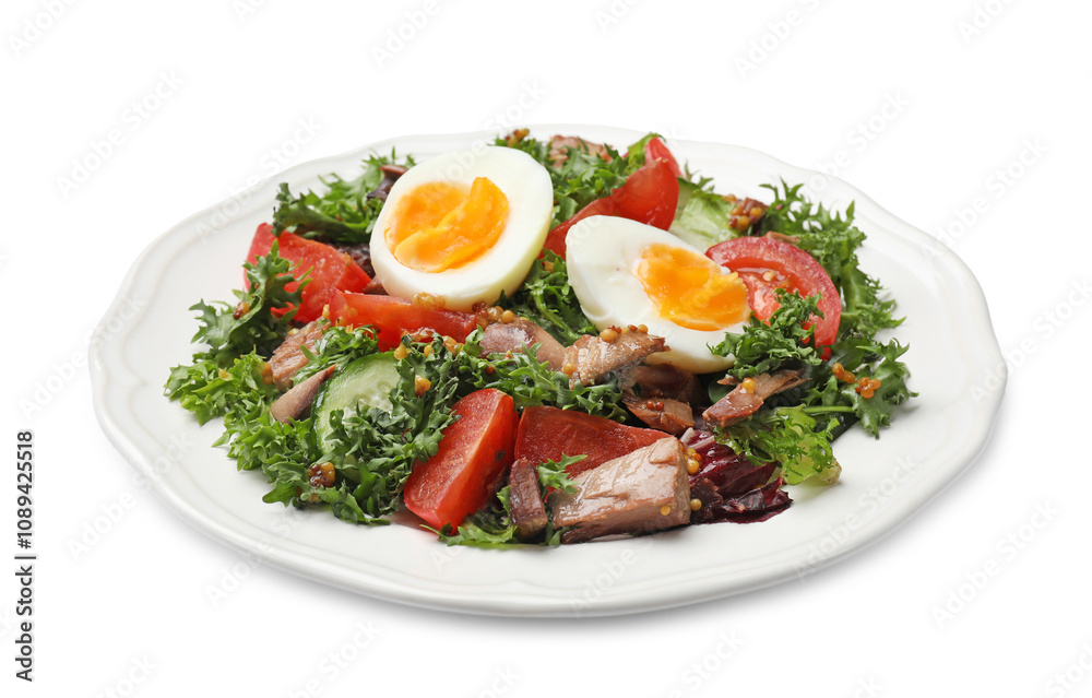 Delicious fresh tuna salad isolated on white Delicious fresh tuna salad isolated on white