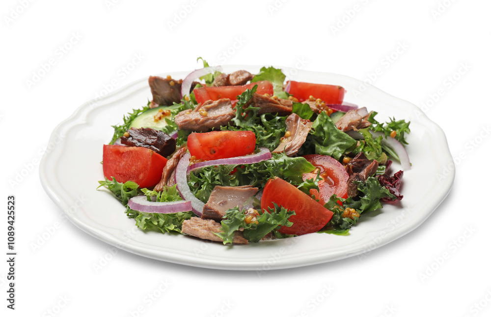 Delicious fresh tuna salad isolated on white Delicious fresh tuna salad isolated on white