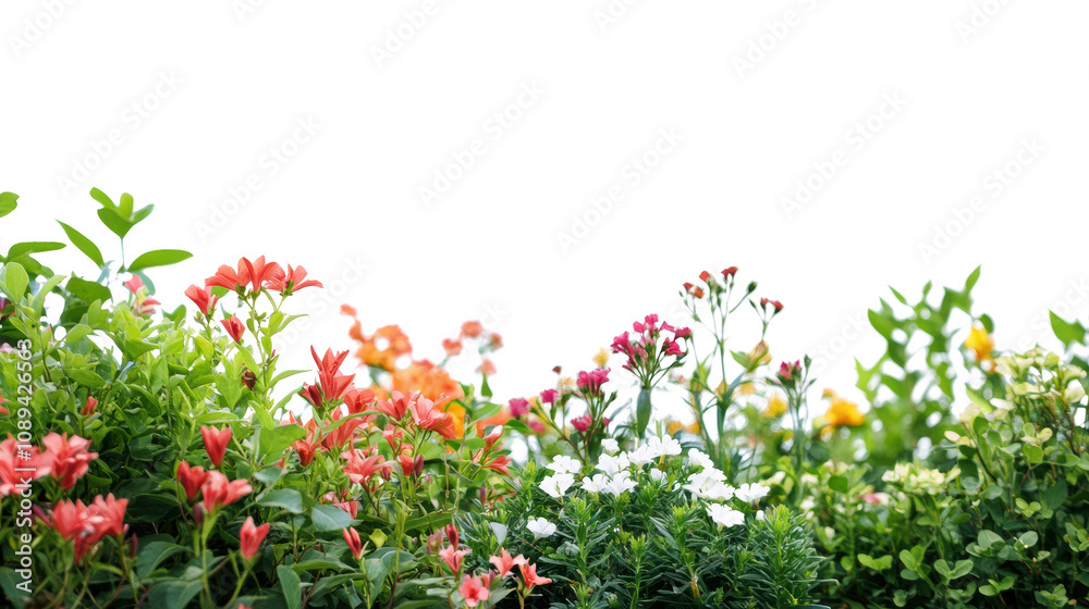 Trees and shrubs Home floral garden scene cut out on transparent background Trees and shrubs Home floral garden scene cut out on transparent background