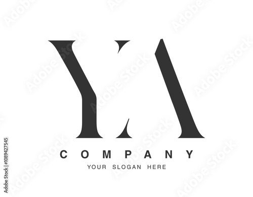 YA logo design. Initial letter y and a serif font style. Creative classic company name typography. Trendy logotype or identity. photo