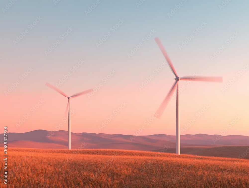wind turbines in a serene landscape at sunset wind turbines in a serene landscape at sunset