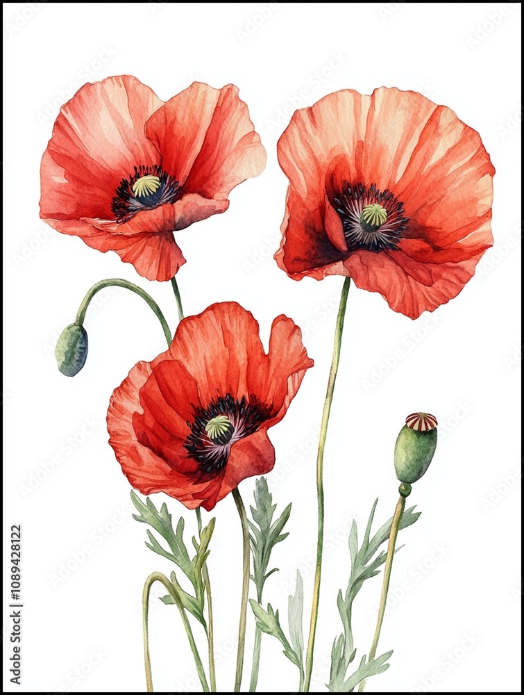 Obraz premium Watercolor Poppies