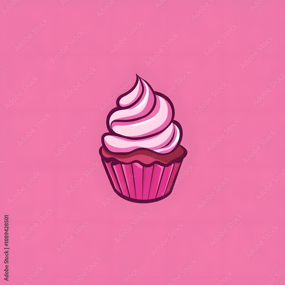 Isolated pink Sweet Dessert baking cupcake food icon symbol Isolated pink Sweet Dessert baking cupcake food icon symbol