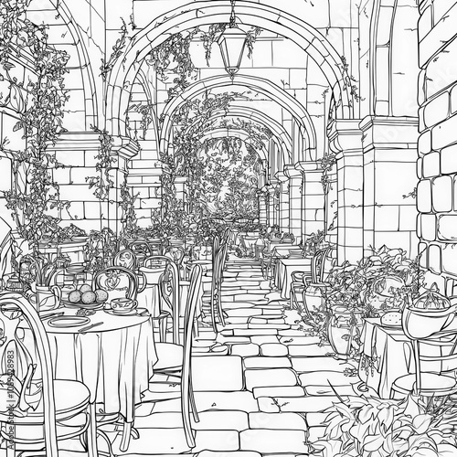 A fantasy cafe with magical...