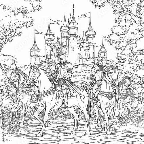 A medieval castle with knig...