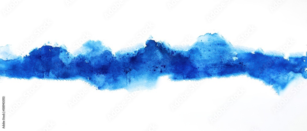 Blue watercolor splash with drips on a white background. Blue watercolor splash with drips on a white background.